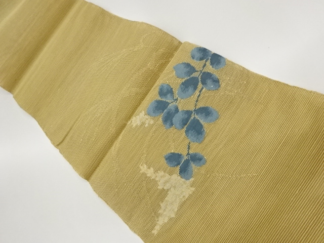 Nagoya obi with woven gauze pongee hagi, flower and glauze pattern